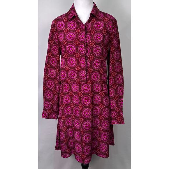 Amanda Uprichard Dresses & Skirts - Amanda Uprichard 100% Silk Mini Dress Burgundy Pink Orange Geometric Print Sz M